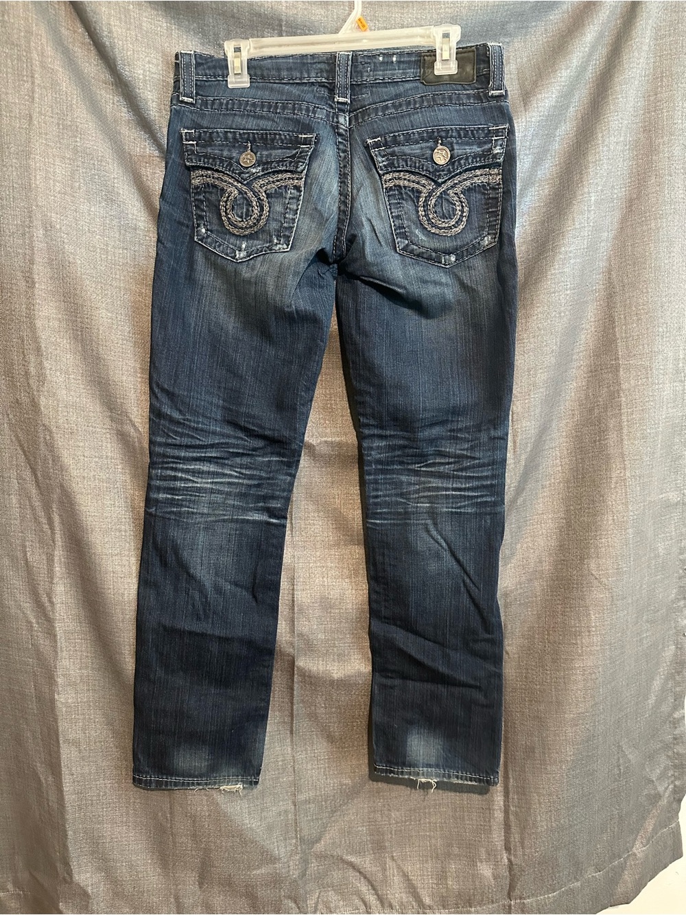 Big Star Dark Blue Straight Leg Jeans with Embroidered Back Pockets